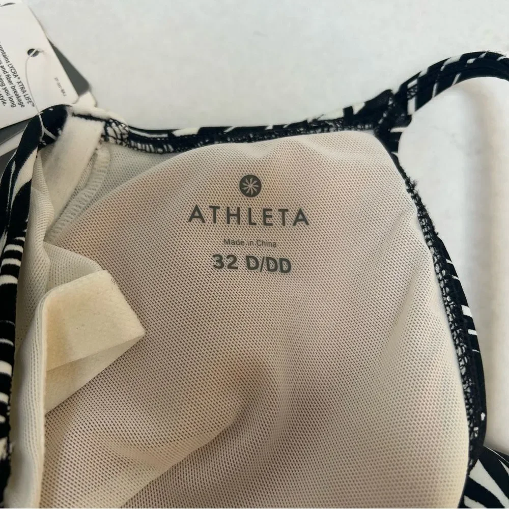 Athleta NWT Palms Kaimana Tankini Frond Black‎ & White size 32D/DD